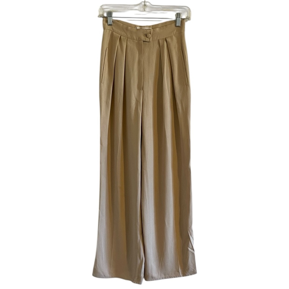 Sonia Rykiel Wide Leg‎ Trousers Pants Women’s Size Small Pleated High Rise Beige